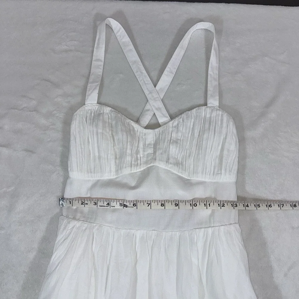 Abercrombie & Fitch COTTON Tiered White Maxi Dress Sz M Smocked Bodice Wedding